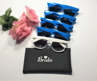 Personalized Blue Wayfarer Sunglasses: Bachelorette Party Favors