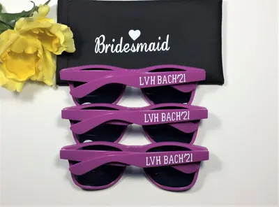 Personalized Purple Wayfarer Sunglasses: Bachelorette Party Favors
