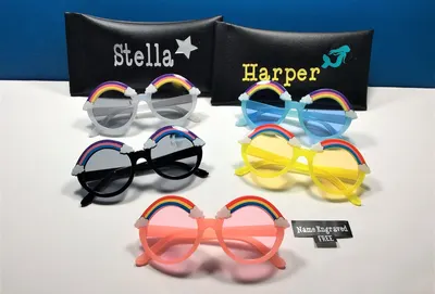 Personalized Rainbow Sunglasses with Engraved Name & Case