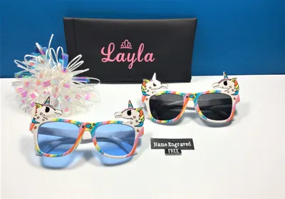 PERSONALIZED UNICORN SUNGLASSES Engraved with a Name Free! Party favor, birthday, just for fun.