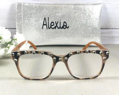Camo Print Readers with Swarovski Crystals & Personalized Faux Leather Case (1.50)
