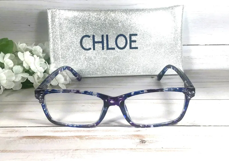 Reading Glasses with Crystal Embellishments & Glitter Case. +1.25