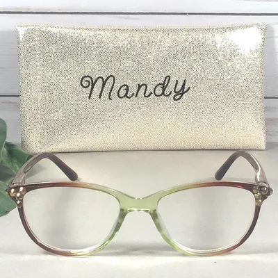 Custom Readers with Gold Swarovski Crystals, Personalized Faux Leather Case (+1.50)