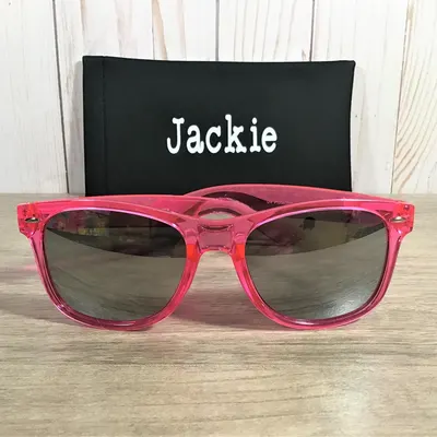 Translucent Frame Sunglasses with Mirror Lens, Personalized Case