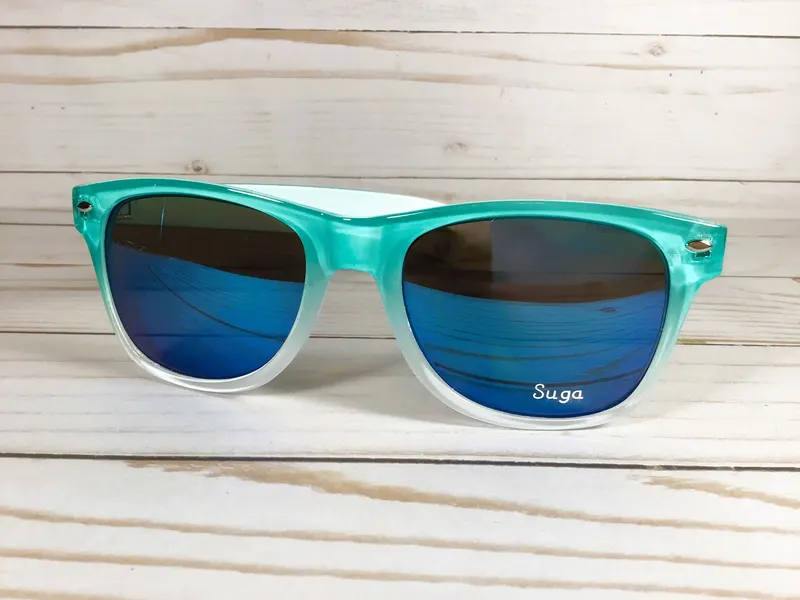 Personalized Wayfarer Sunglasses: Two-Toned Mirror Lens, Free Engraving