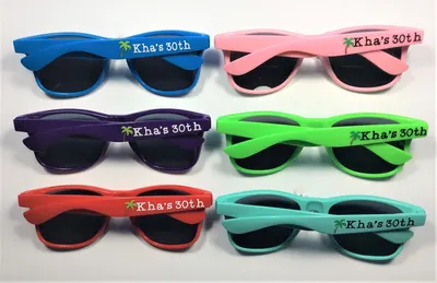 Personalized Wayfarer Sunglasses: Custom Text, Birthday, Trip
