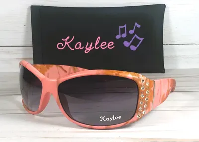 Personalized Rhinestone Camo Sunglasses with Faux Leather Case