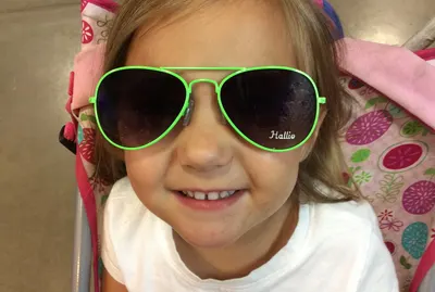 Personalized Kids Aviator Sunglasses, Neon Frames, Free Engraving