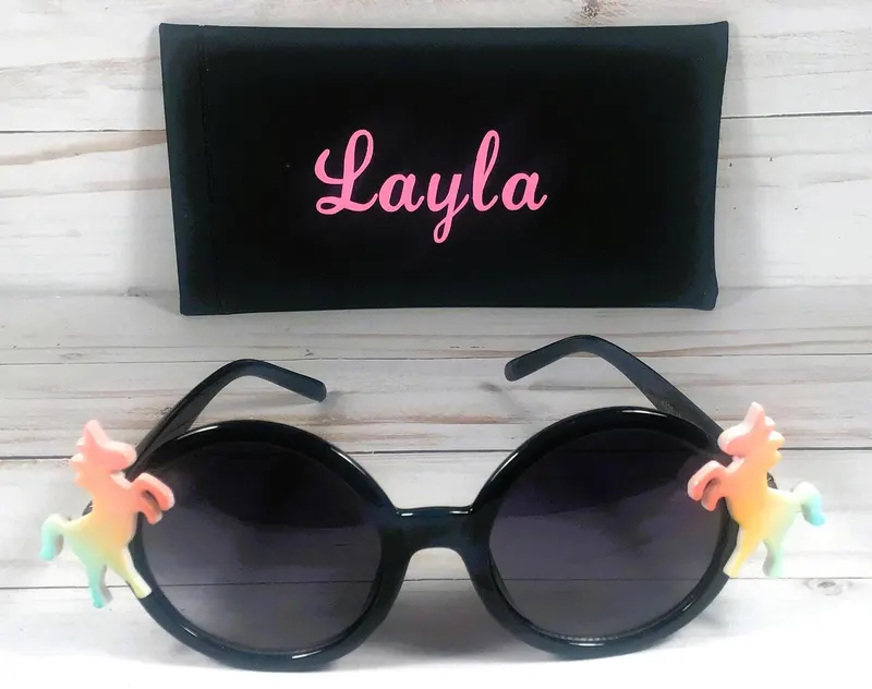 Personalized Unicorn Sunglasses: Engraved Name, UV Protection