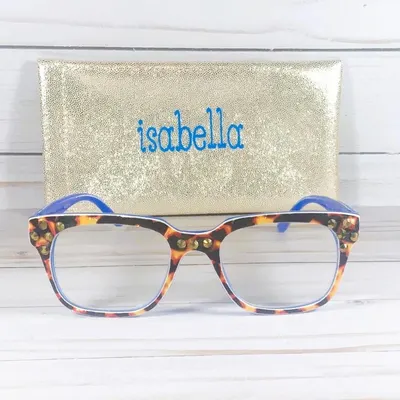 Crystal Readers, Tortoise Print Frame, Personalized Case +1.00